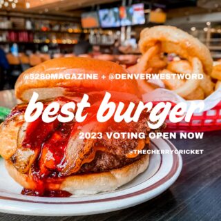 SHOW OFF YOUR CRICKET LOVE, VOTING IS OPEN NOW! Vote Cherry Cricket for BEST BURGER: @5280Magazine's Top of the Town (through March 3rd) @DenverWestword's Best of Denver (through March 24th) Cast your ballot up to once per day and let all of Denver know your favorite burger joint in the city. 🗳️ bit.ly/westwordbestburger23 (🔗) 🗳️ bit.ly/5280bestburger2023 (🔗) #denverburgers #303eats #cherrycricket #bestofdenver #burgerloversonly #byob #denverlikealocal
